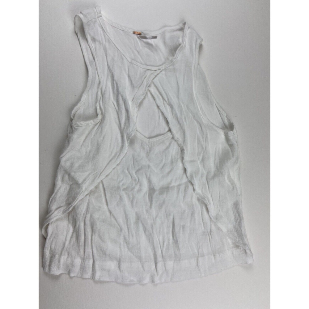 Free People White Ruffle Criss Cross Top SIZE S‎
